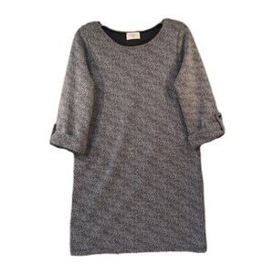 Everly Women’s Small Shift Dress 3/4 Sleeve Cuff Silver Button Retro Office